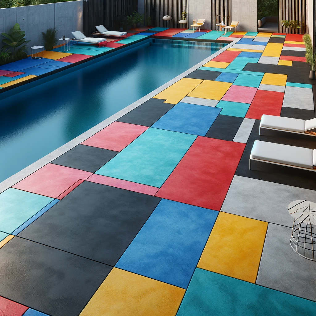 Colored Concrete Pool Deck Vibrant Hues for Style and Flair - minimalist design